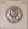 Bulgaria 50 Leva 1992, KM#198 XVII Winter Games - Downhill Skiing, argint, Europa