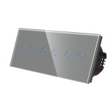 Cumpara ieftin Intrerupator touch triplu din sticla gri Luxion, design elegant