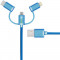 Cablu De Date 30 CM Universal, USB A La Lightning, Type C Si Micro-USB, Albastru