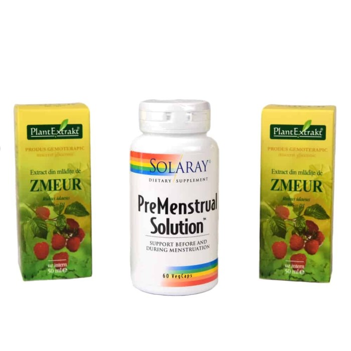 Pachet Premestrual, Premestrual Solution + Extract din mladite de zmeur Pachet Premestrual, Premestrual Solution + Extract din mladite de zmeur