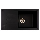 Chiuveta bucatarie din granit cu scurgator, 1 cuva, 780x435 mm, negru metalic, Flow