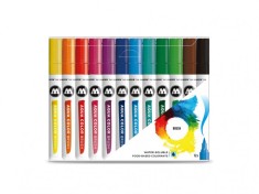 Set 12 makere colorate cu varf tip pensula,Aqua Color Brush Basic