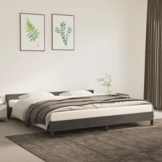 Gossi cadru de pat cu tablie, gri inchis, 200x200 cm, catifea
