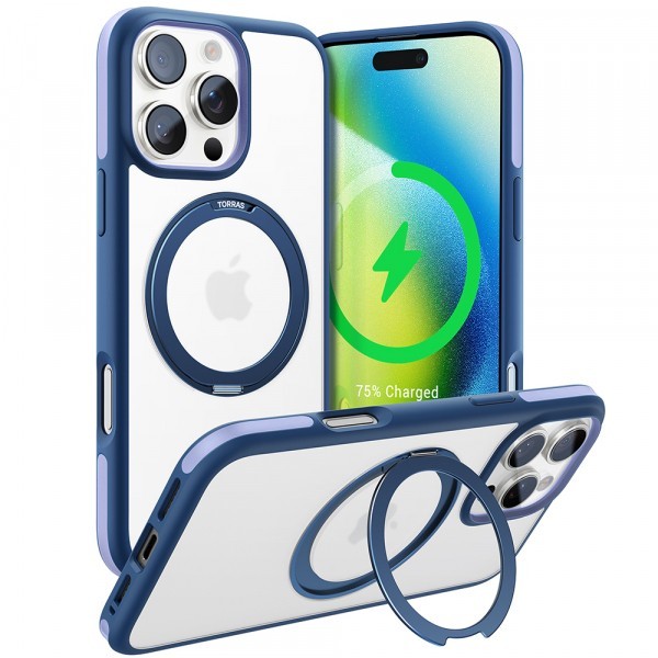 Husa MagSafe pentru Apple iPhone 16 Pro, Torras, Ostand R Fusion, Bleumarin