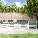 VidaXL Set mobilier relaxare grădină, 8 piese, alb, lemn masiv de pin