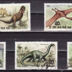 C450 - Coreea de Nord 1991 Dinosauri 5v.stampilat,serie completa