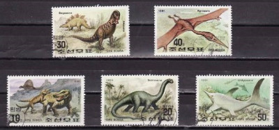 C450 - Coreea de Nord 1991 Dinosauri 5v.stampilat,serie completa foto
