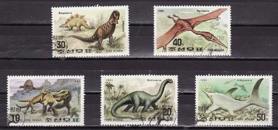 C450 - Coreea de Nord 1991 Dinosauri 5v.stampilat,serie completa