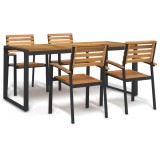 Cumpara ieftin Set mobilier de grădină, 5 piese, lemn masiv de acacia și metal
