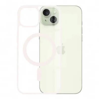 Husa Antisoc iPhone 15 Plus MagSafe Pro Incarcare Wireless Roz foto