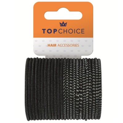 Set 24 bucati Elastic de par Top Choice, 22364, negru foto