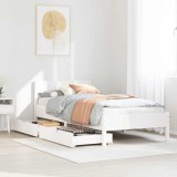 VidaXL Cadru de pat fără saltea, alb, 75x190 cm, lemn masiv de pin