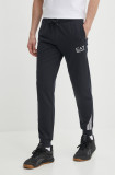 EA7 Emporio Armani pantaloni de trening culoarea albastru marin, cu imprimeu