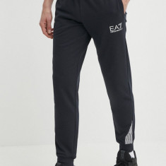 EA7 Emporio Armani pantaloni de trening culoarea albastru marin, cu imprimeu