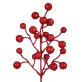 Ramură Decorativă Crăciun, Model Pomușoare, Culoare Roșu, Lungime 43cm, Oem