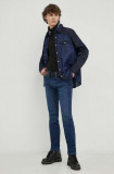 Levi&#039;s camasa jeans barbati, culoarea albastru marin, cu guler clasic, regular