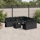 Gossi set mobilier de gradina cu perne, 9 piese, negru, poliratan