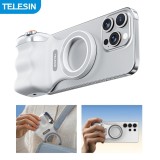 Cumpara ieftin Maner inteligent cu buton, Telesin Fun Shot P1-M-10, control zoom, atasare magnetica, telecomanda bluetooth, compatibil iPhone 16, 15, 14, 13,12, Sams