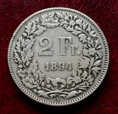 ELVETIA - 2 Franci 1894 B ( Francs - Franken ) Argint foto