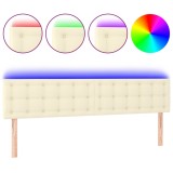 Cumpara ieftin Tablie de pat cu LED, crem, 160x5x78/88 cm, piele ecologica