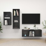 Set de dulapuri TV, 3 piese, gri, lemn prelucrat