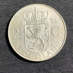 Moneda 2 1/2 gulden 1964 Olanda argint