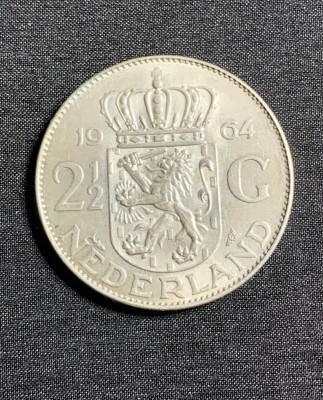 Moneda 2 1/2 gulden 1964 Olanda argint foto