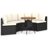 Cumpara ieftin Set mobilier de gradina cu perne, 5 piese, negru, poliratan