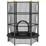 HOMCOM Trambulină Elastică pentru Copii 3-10 Ani cu Plasă de Siguranță și Țevi Capitonate, &Oslash;140 x 190 cm, Negru | Aosom Romania