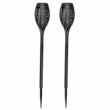 Cumpara ieftin Set 2 Lampi Solare LED pentru Gradina si Terasa, iluminare decorativa cu efect de flacara, rezistente la apa, lumina calda, 7 x 51 cm, negru
