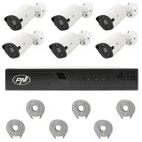 Sistem supraveghere video PNI 4K PoE cu 6 camere 8MP si NVR