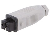 Conector dreptunghiular 2 pini IP54 cositorit mamă