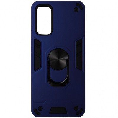 Husa antisoc plastic albastru cu TPU negru, inel stand, placuta metalica (fixare pe suport magnetic), pentru Samsung Galaxy S20 4G, 5G foto