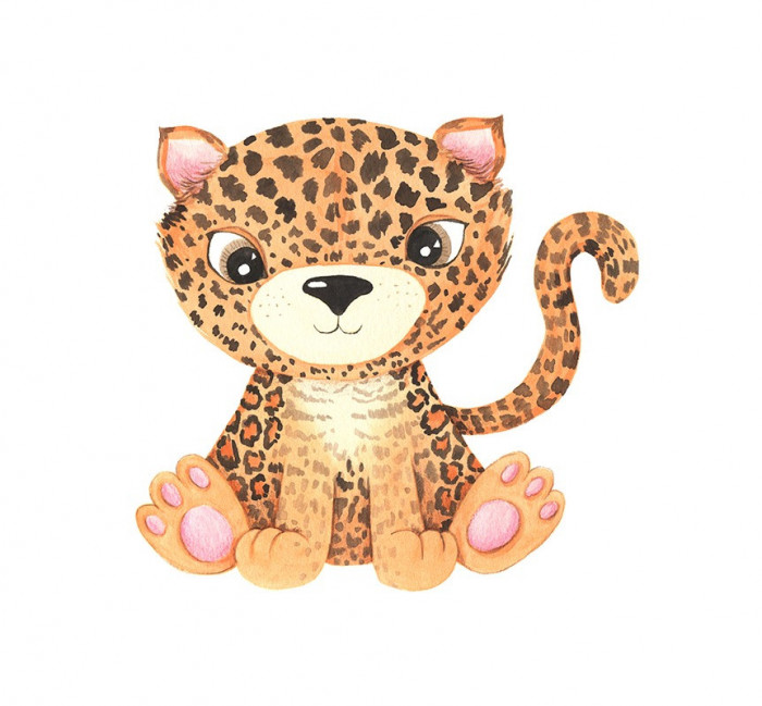 Sticker decorativ Leopard, Portocaliu, 51 cm, 3638ST