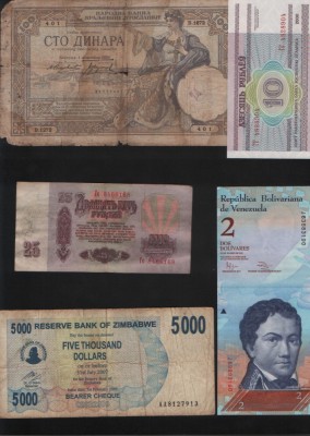 Set 5 bancnote de prin lume adunate (cele din imagini) #1 foto