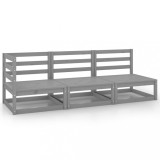 Gossi set mobilier de gradina, 3 piese, gri, lemn masiv de pin