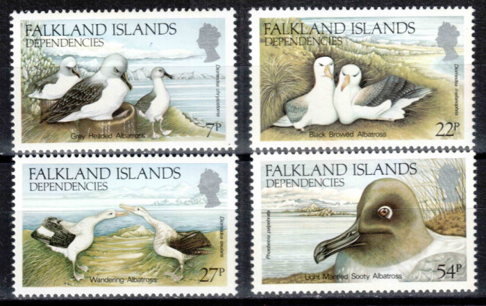Falkland Dep 1985, Mi #129-132**, fauna, pasari, albatros, MNH! Cota 18 &euro;!