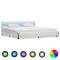 Cadru de pat cu LED, alb, 180 x 200 cm, piele ecologică