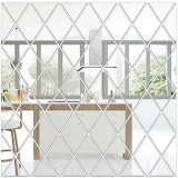 Set 64 Oglinzi Acrilice din PVC, Autoadezive pentru Decorarea Peretilor, Argintiu, 100 x 100 cm, Premium, Selling Depot