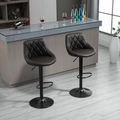 HomCom set 2 scaune de bar, 46.5x48x84.5-106.5cm, maro | AOSOM RO foto