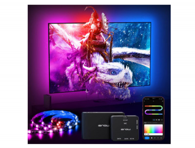 Banda LED pentru TV ISNOW, RGBIC, iluminare de fundal TV pentru 75-85 inchi, Dolby 4K60HZ - RESIGILAT foto