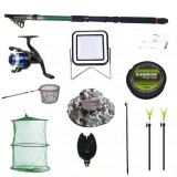 Set lanseta 3.6m pescuit sportiv, mulineta YF200, fir, montura, proiector solar