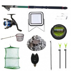 Set lanseta 3.6m pescuit sportiv, mulineta YF200, fir, montura, proiector solar foto