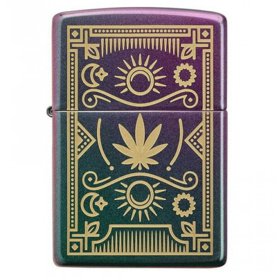 Bricheta originala Zippo, Cannabis Design Iridescent Laser Engrave foto