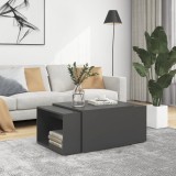 Set măsuțe de cafea suprapuse, 3 piese, gri, 60x60x38 cm