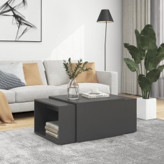 Set măsuțe de cafea suprapuse, 3 piese, gri, 60x60x38 cm