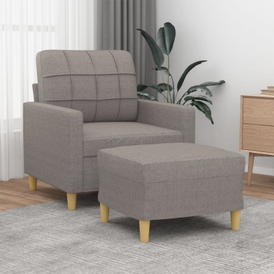 vidaXL Fotoliu canapea cu taburet, taupe, 60 cm, material textil foto