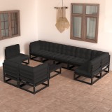 vidaXL Set mobilier grădină cu perne, 10 piese, lemn masiv pin 3076733