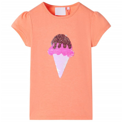 Tricou pentru copii, portocaliu neon, 128 foto