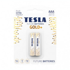 Set 2 baterii alkaline AAA LR03 TESLA GOLD 1.5 V